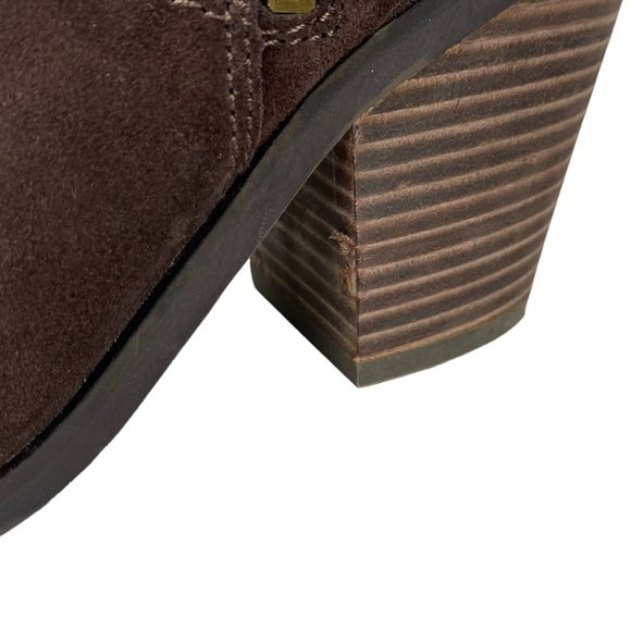 Lucky Brand Western Booties Perforated Boho Brown Suede Leather Ankle Boot - Picture 9 of 12